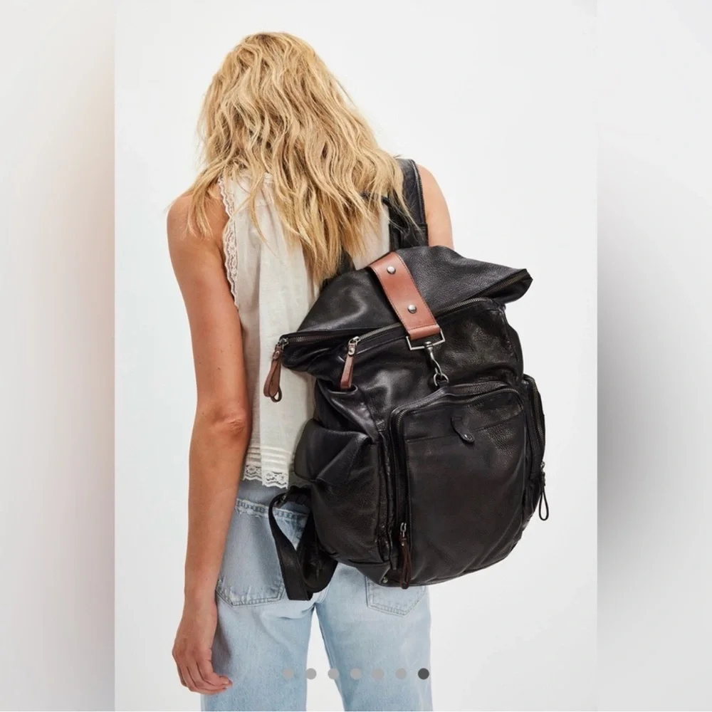 Leather Backpack - Black Men’s Everyday Backpack - Picture 7 of 9